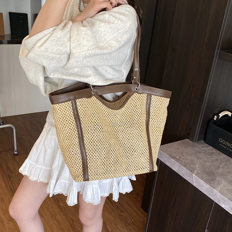 

New Fashion Casual Tote Bags for Women 2026 Lightweight Large Capacity Summer Beach Shoulder Bag Vintage Handmade Crossbody Bag