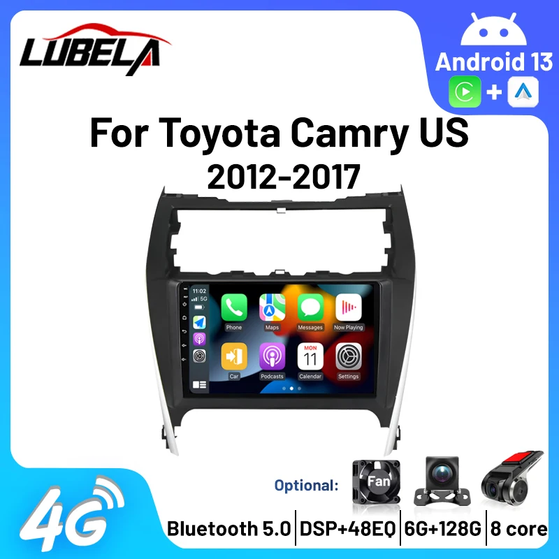 

2 Din Car Radio Android Auto For Toyota Camry 7 XV 50 55 US Version 2012-2017 Carplay Multimedia Player Stereo 4G 48EQ GPS DSP