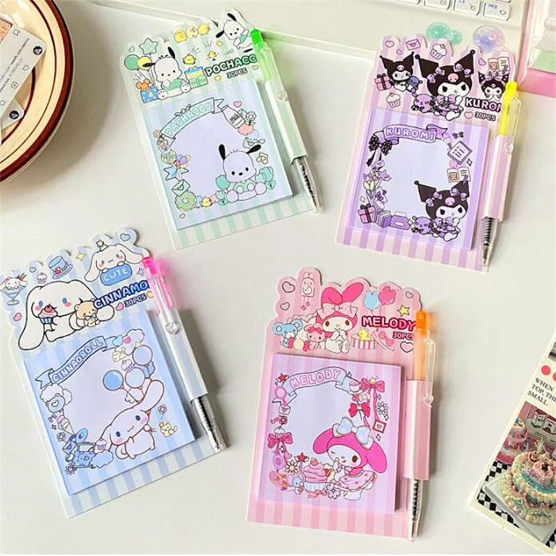 

36pcs/lot Sanrio Kuromi Melody Pochacco With Pen Memo Pad Cute Stationery Label Notepad Planner Sticker Post School Supply