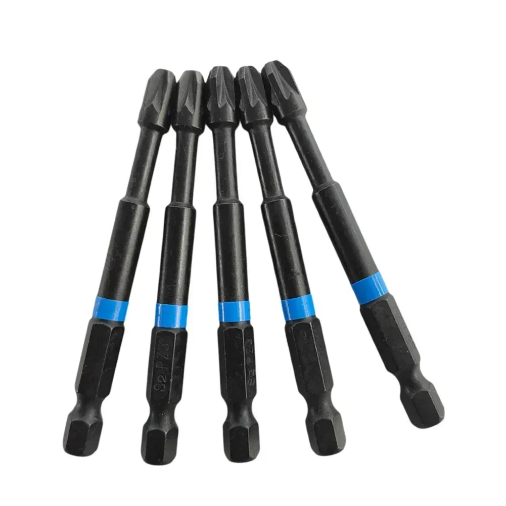 5pcs PZ1 PZ2 PZ3 Magnetic Batch Head Screwdriver Bits 75mm Pozidriv Set 1/4 Inch Hex Shank Magnetic Electric Screw Driver Bit