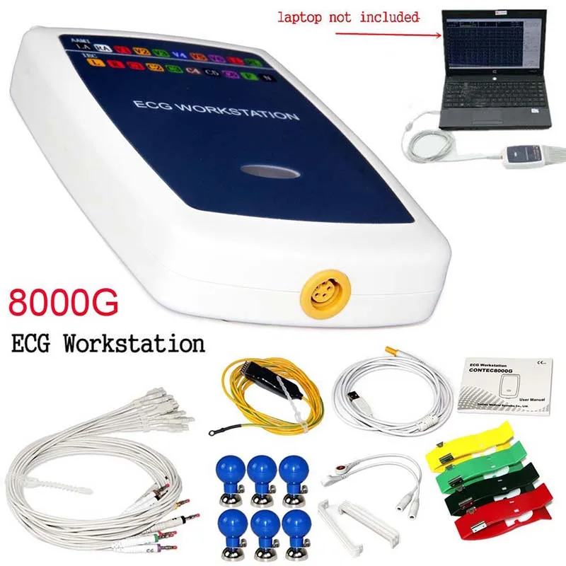 Contec 8000G Multi-function PC ECG/EKG Workstation System 12 Lead Resting Blood Pressure Monitor