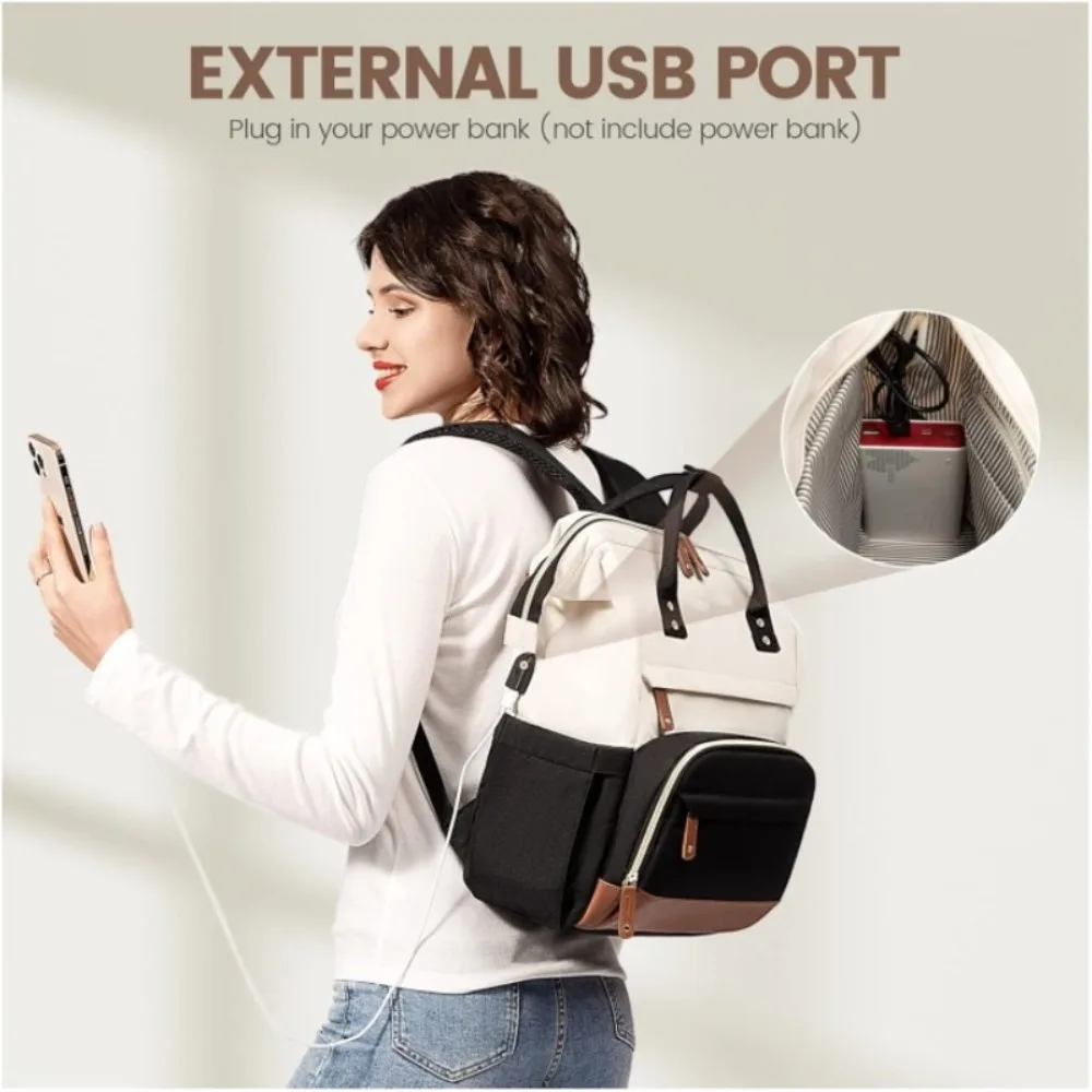 Mochila de gran capacidad impermeable con puerto de carga USB se adapta a bolsa para portátil de 15,6 pulgadas bolsa antirrobo de trabajo de viaje para viajar