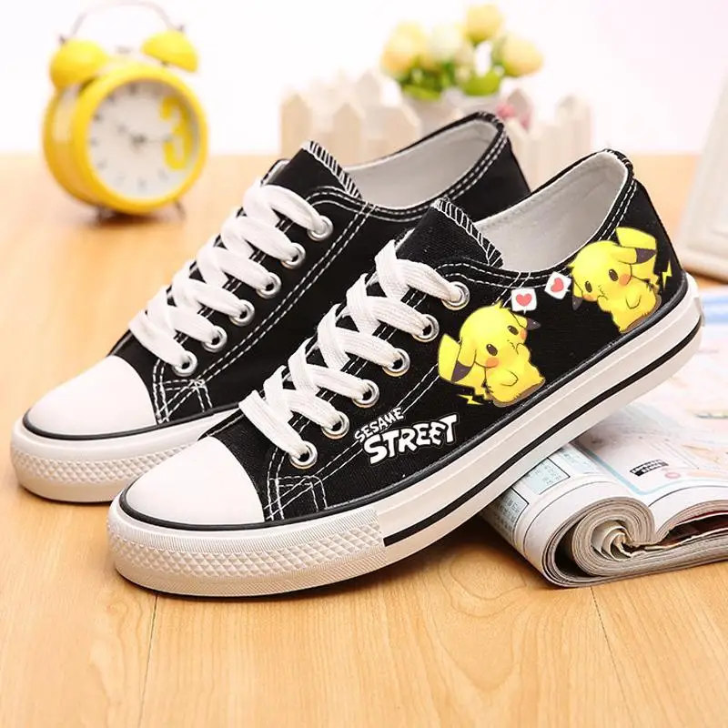 Pikachu Canvas Little White Women's Soft Spring 2024 New Board Shoes Student Korean Versatile women girls shoes