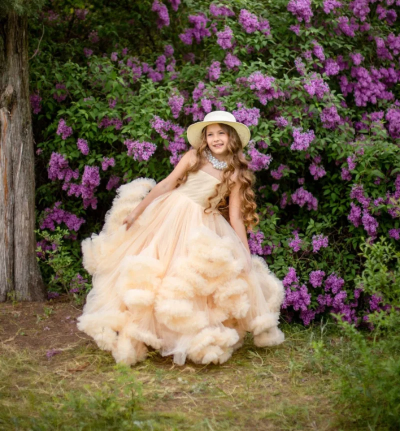 Elegant Flower Girl Dress for Wedding 1-14Y Teen Girls Graduation Party Prom Gowns Children's Pageant Dress Summer Wedding Gown