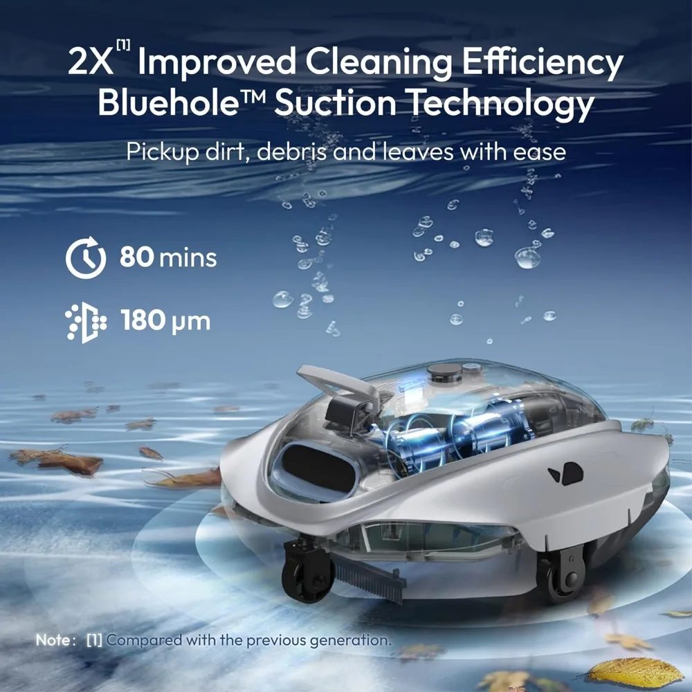 Cordless Pool Cleaner Robot - Pool Vacuum with Superior Suction, Fast Charging for above-Ground Pools Up to 650 Sq.Ft