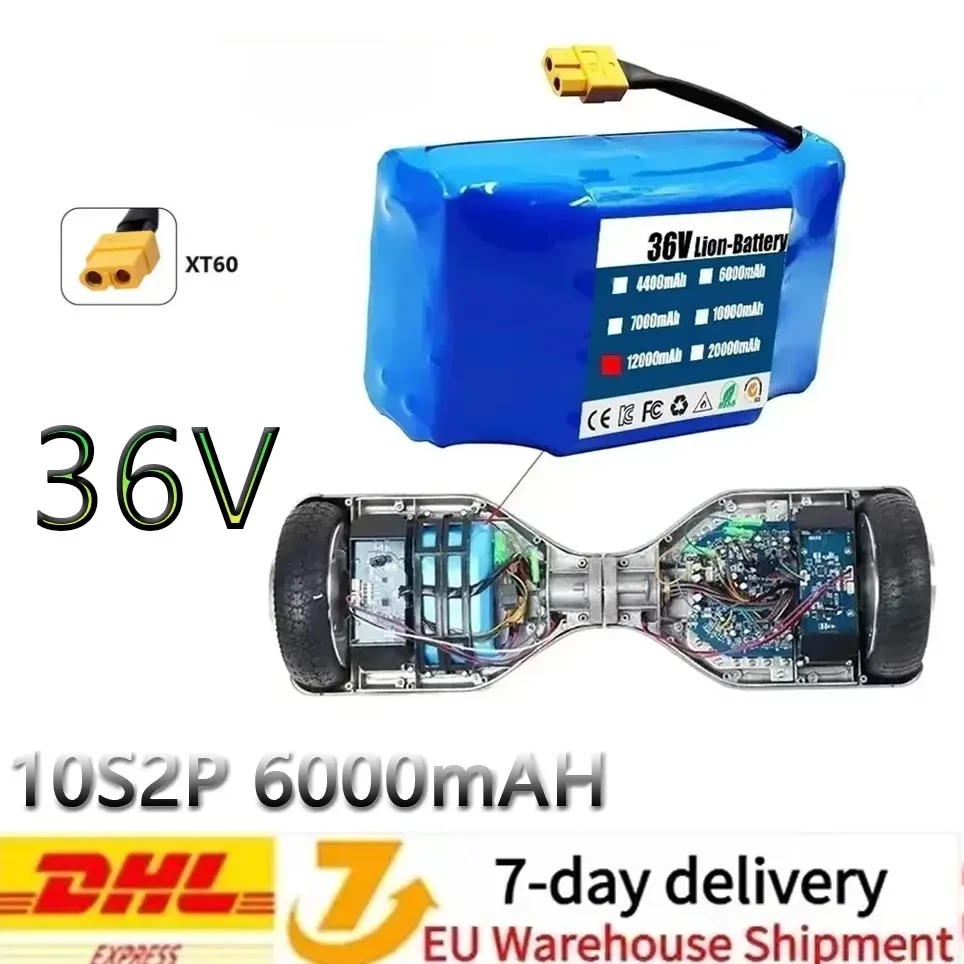 Batteries rechargeables au lithium-ion 36V originales 12.0Ah 10s2p pour trottinette électrique auto-équilibrante, hoverboard, monocycle