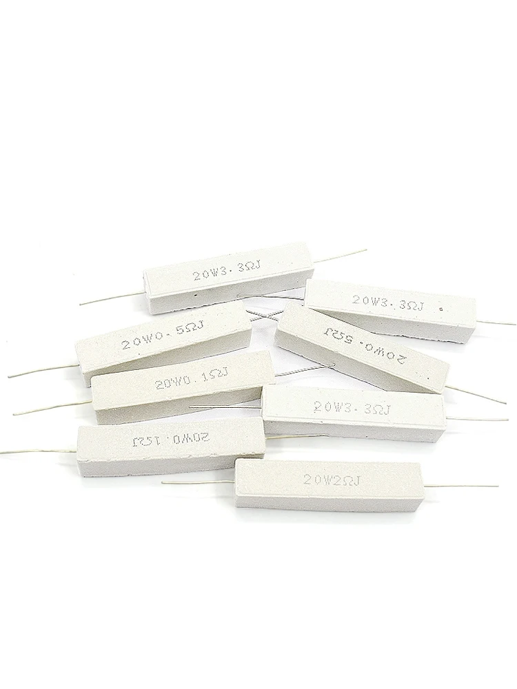 20w Cement Resistor 1r/2/2.2/2.5/3/4/5/8/10/30/33/200 Ohm 470 Ohm Ceramic Resistor