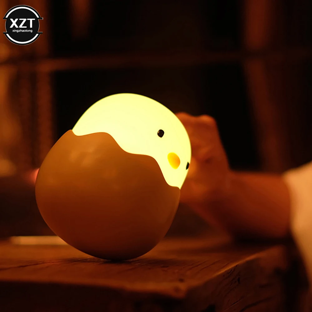 New LED Night Light For Kids Soft Silicone USB Rechargeable Bedroom Decor Gift Animal Chick Touch Night Lamp belt gift box