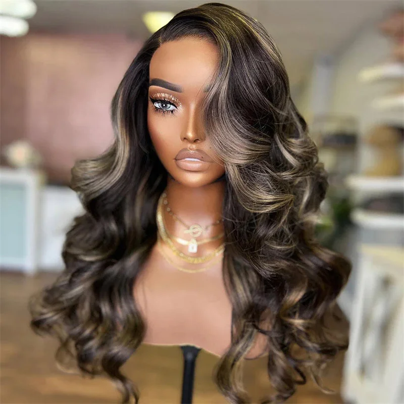 30'' Highlight BlondeBody Wave 5x5 Silk Base Jewish Human Hair Wigs With Baby Hair HD Lace European Hair Glueless Preplucked Wig