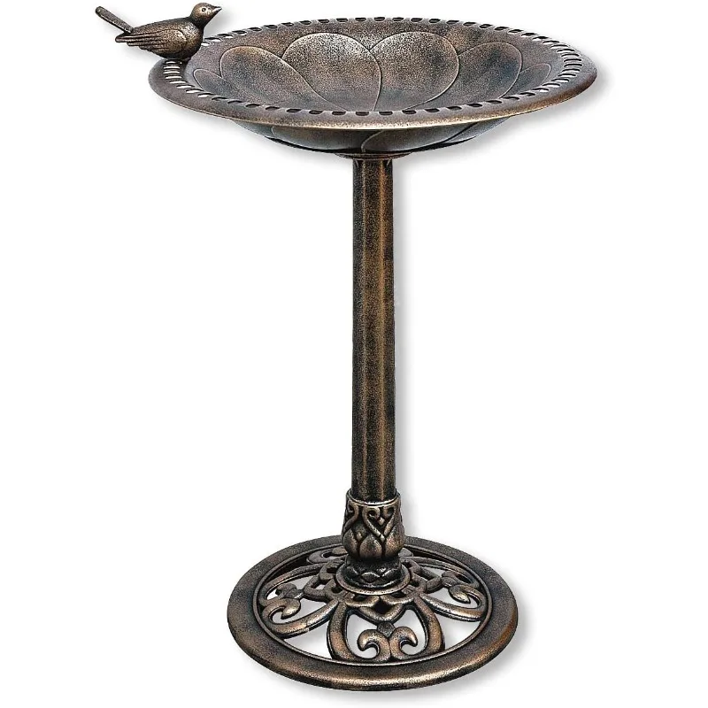 GARDEN 912449-WB Outdoor Garden Bird Bath- Bronze- Weather Resistant Polyresin