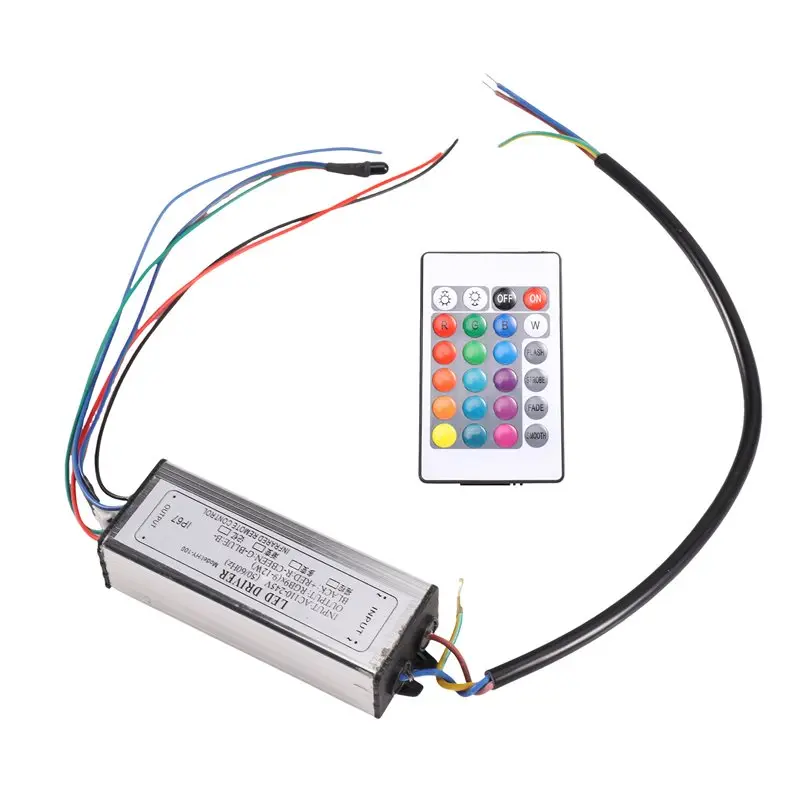 [NEWA76K!】 AC85-265V 100W For RGB LED Driver Waterproof DC27-38V Power Supply With IR Remote Control For RGB LED Beads