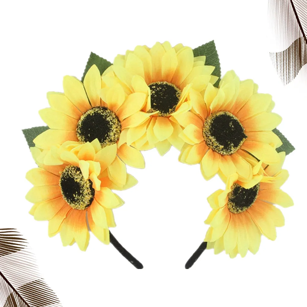 

Yellow Sunflower Hair Hoop Lifelike Floral Headband for Hawaiian Party Carnival Photo Props Holiday Festival Birthday