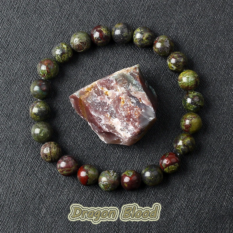 Natural Dragon Blood Stone Elastic Bracelets Women Men Charm Dinosaur Jasper Beads Healing Jewelry Yoga Meditation Bangle Gift