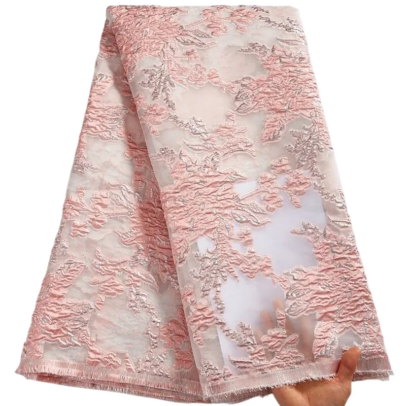 African Jacquard French Gilded Lace Nigerian Brocade Lace Fabric Evening Party Dresses High Quality For Women Sewing2.5yards2579