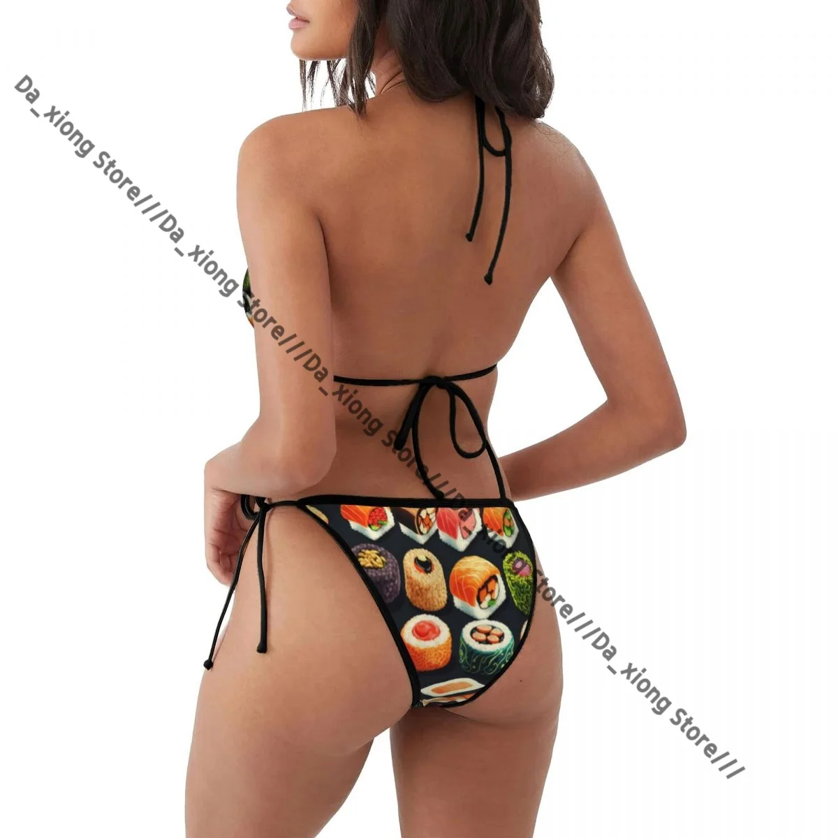 Woman Swimsuit Sexy Bikini Set Swimwear Different Rolls Traditional Sushi Delicious Japanese Food Two Piece Bathing Suit