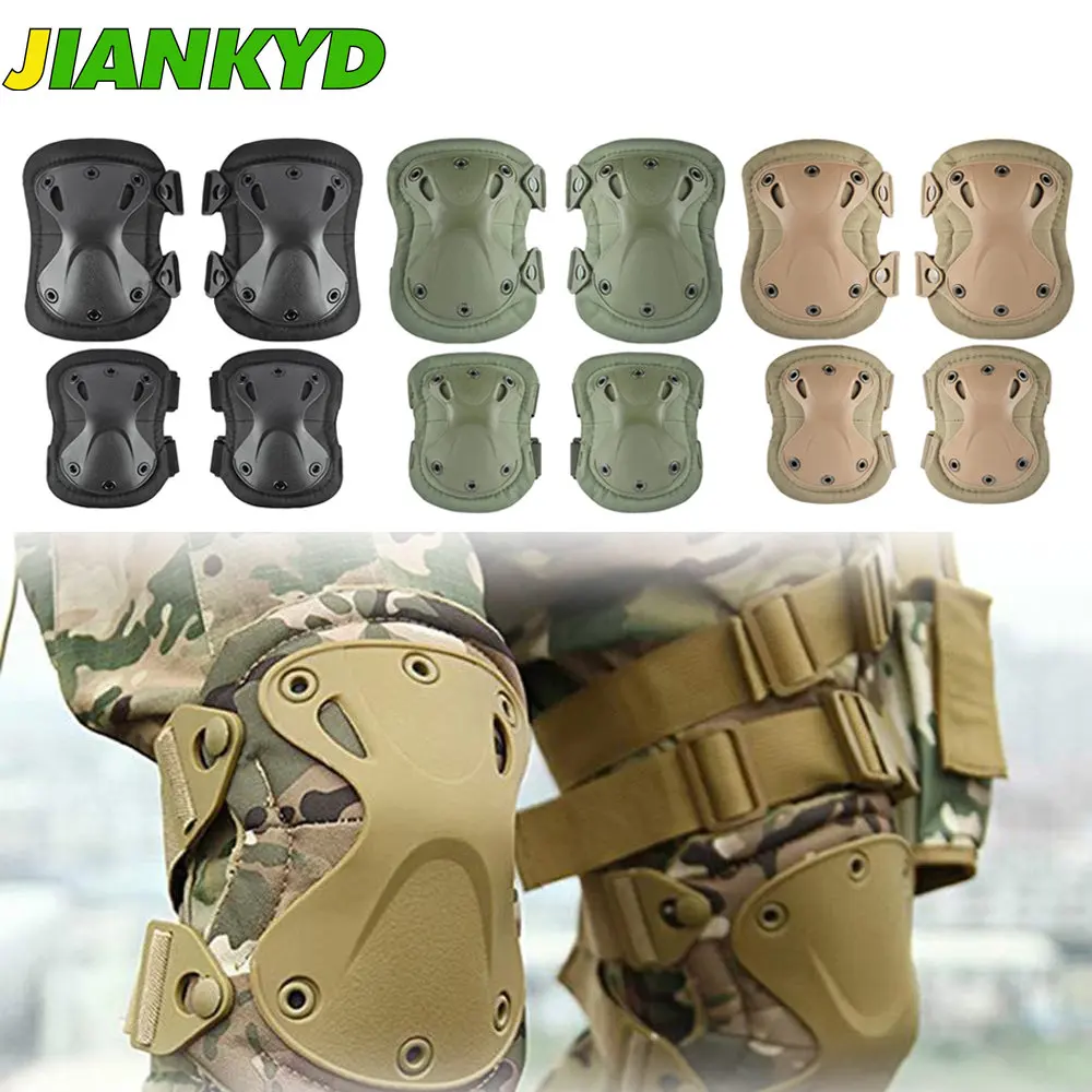 Tactical Knee & Elbow Protective Pads Set for Outdoor Game Cycling Safety Skateboarding Gear Skates Knee Protection Guard Pads