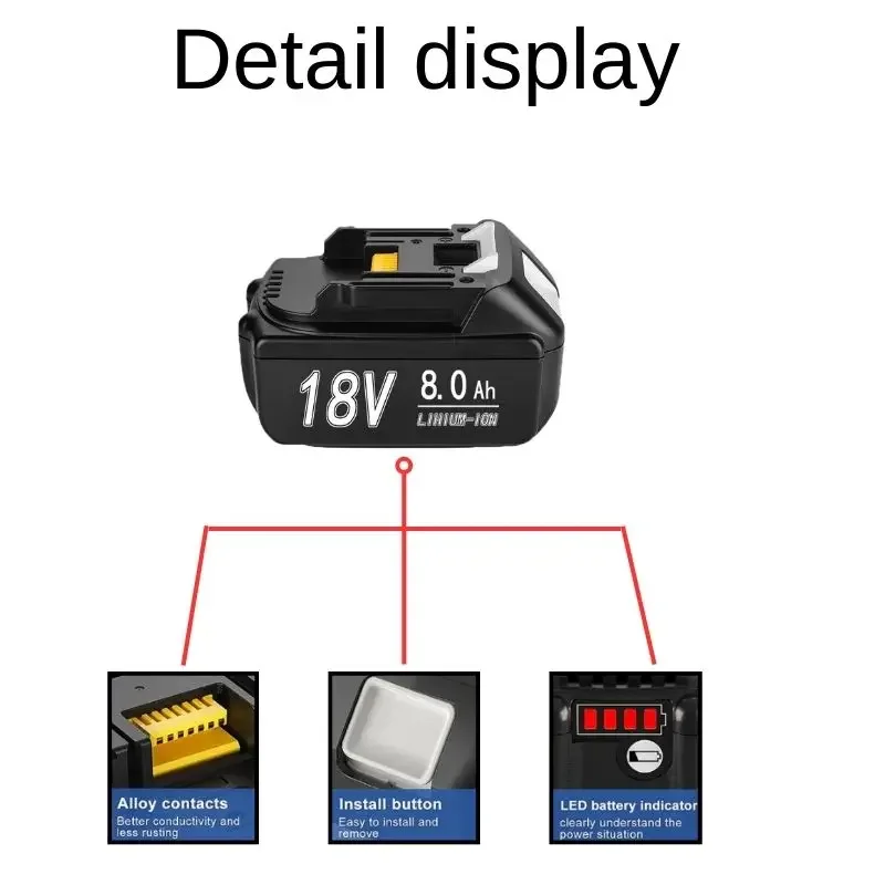 for Makita 18v Battery 12000mAh replaceable LED lithium-ion battery LXT BL1860B BL1860, rechargeable power tool battery