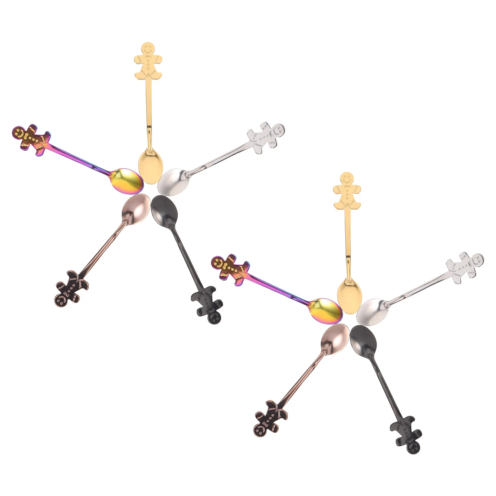 

10pcs Christmas Gingerbread Man Spoon Stainless Steel Dessert Tea Coffee Mixing Spoons For Holiday Party Jam Condiment Serving