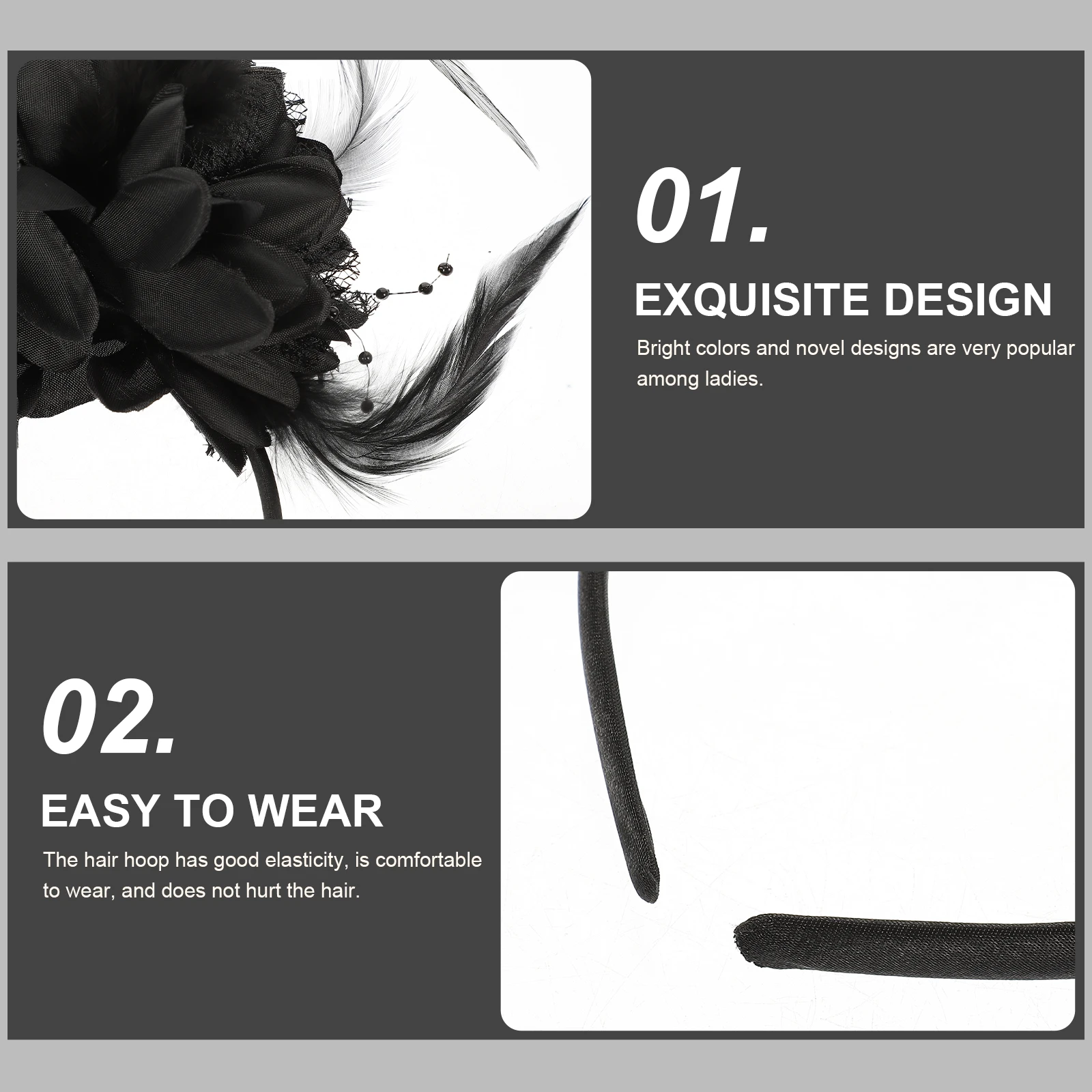 

Headband Black Elastic Hair Fascinator Wedding Bridal Shower Gift Headband Styling Tool Accessories