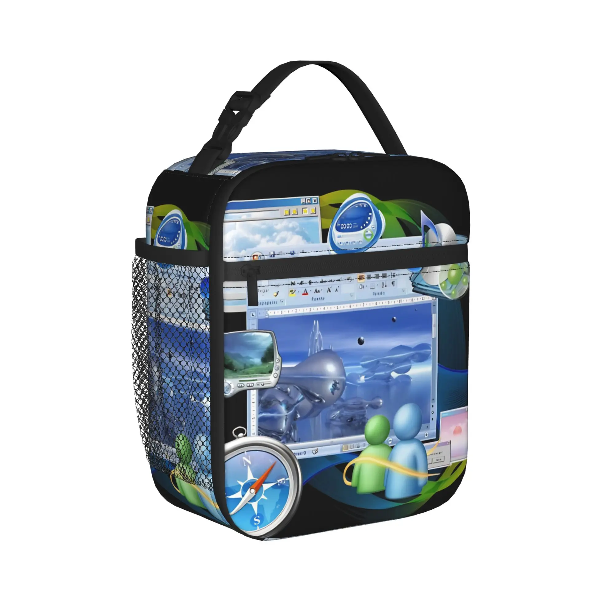 Frutiger Aero World Vaporwave Lunch Bag  Vintage Lunch Box School Portable Insulated Thermal Lunch Bags For Unisex   Cooler Bag