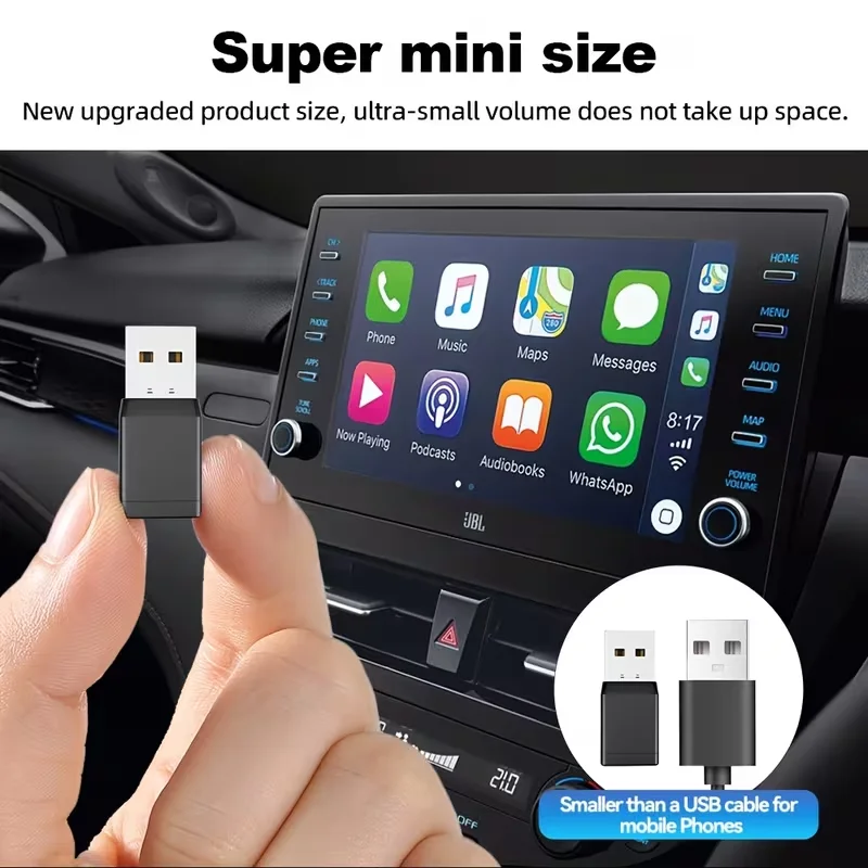 

Беспроводной CarPlay и Android Auto, совместимые с 99% оригинальных моделей автомобилей, преобразование проводного подключения в беспроводное, без батареи