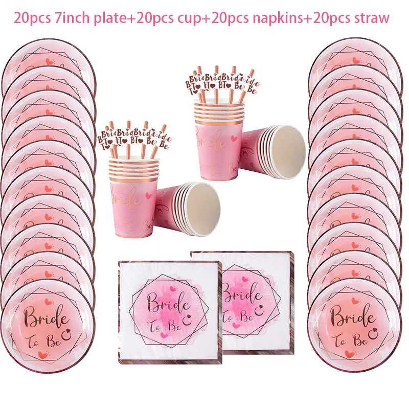 Bachelorette Night Party Decoration Bride To Be Pink Paper Plate Banner Sunglasses Bridal Shower Supplies Hen Night Party Gift