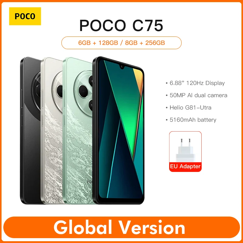 POCO C75 Global Version Smartphone NFC 128GB 256GB 6.88