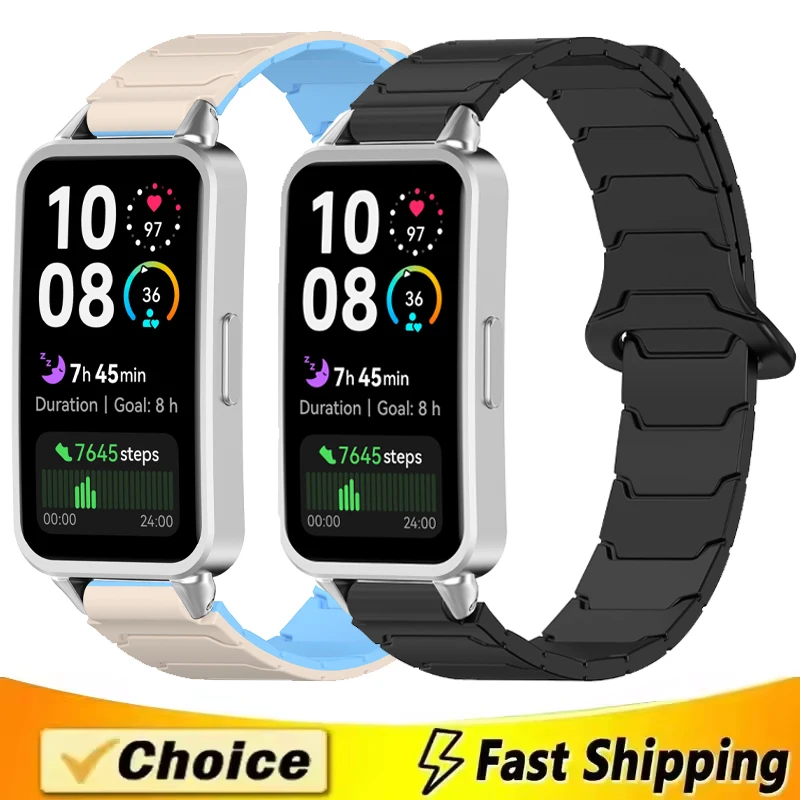 Magnetische Strap Für Huawei Band 10/9/8 Zubehör Sport Silikon Atmungsaktive armband pulseira correa für Huawei Band 10 9 8 NFC