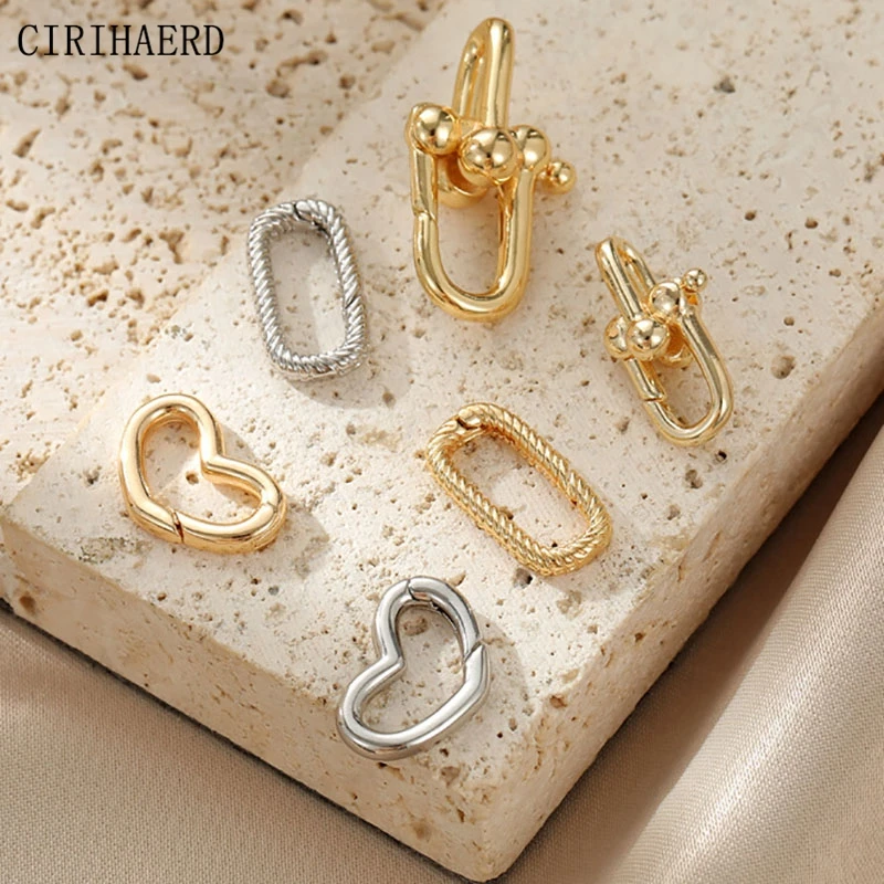 

14K Gold Plated Heart Spring Universal Clasps DIY Bracelet Necklace End Buckle Jewelry Making Supplies Accessories Connectors