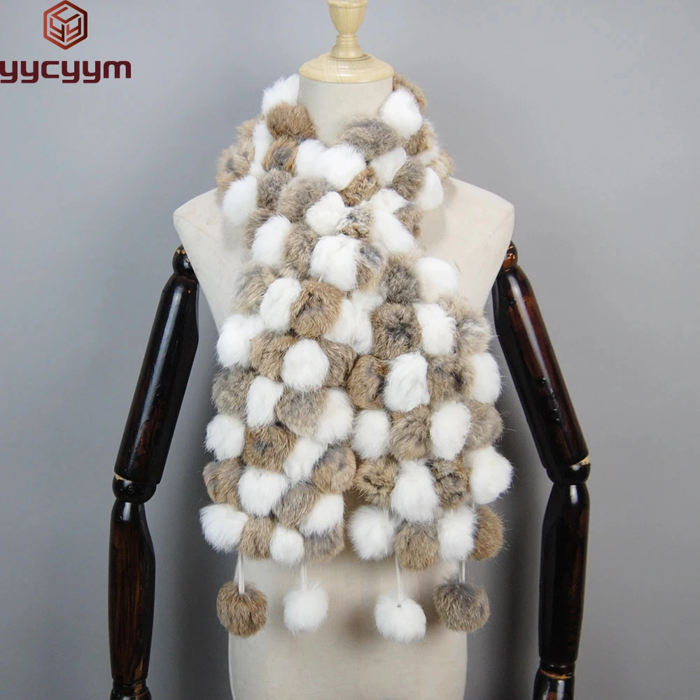 Women Winter Warm Real Rabbit Fur Scarf Hot Sale Natural Rabbit Fur Muffler 2024 Lady 100% Genuine Fur Scarves Wholesale Retail