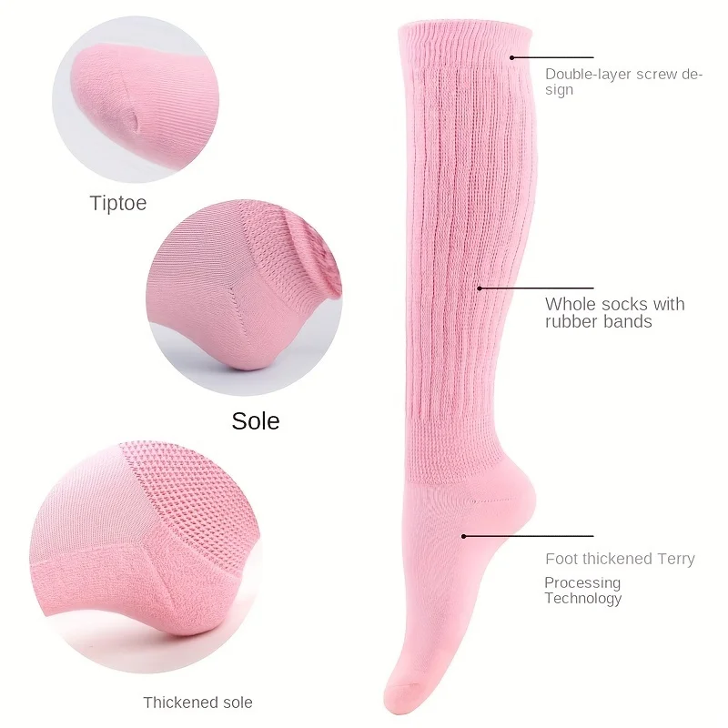 1/3 Pairs High Quality Women's Foldable Thick Thermal Knee Socks Comfortable Women's High Tube Socks Breathable Loose Socks