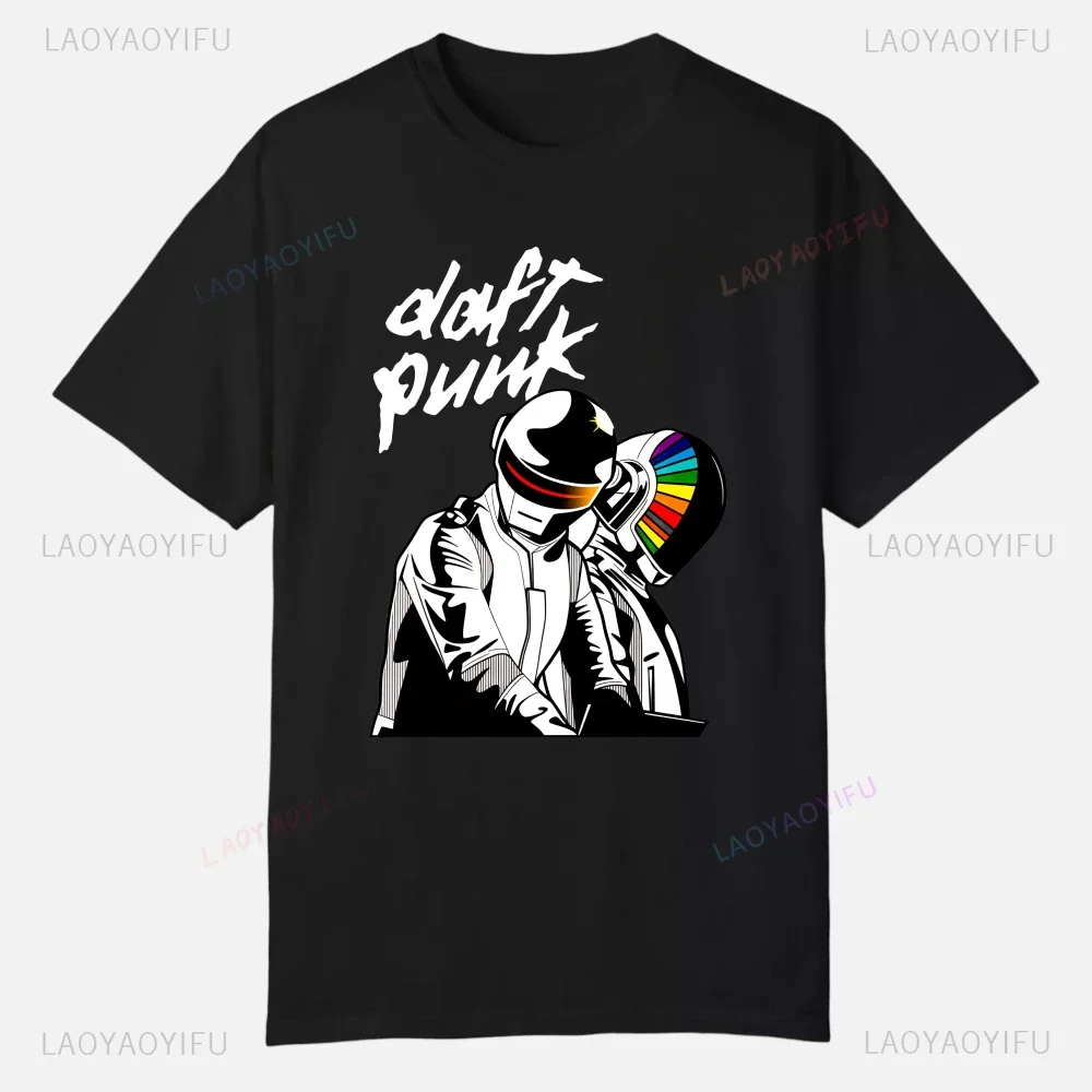 

D-Daft Punk Summer Streetwear Custom T-shirt Funny Clothes Printed Cotton Tops Plain Short Sleeve Tees Men Clothing Graphic