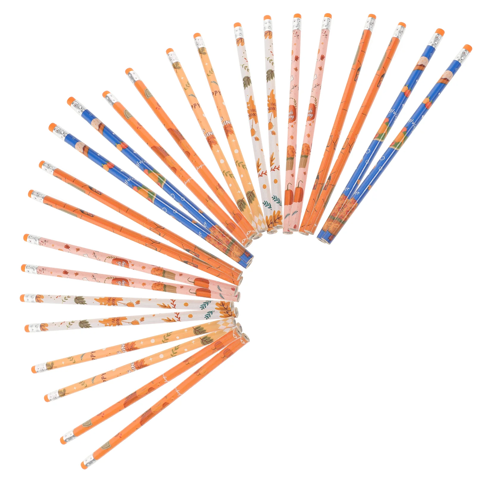 24 Pcs Pumpkin Autumn Pencil School Designed Pencils Reward Supplies Birthday Themed Wooden Halloween Fall Student