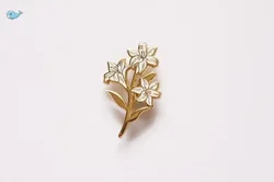 White Lily Flower Enamel Pin - Pastel Lapel  Hard   Plant Lover Gift Cute  Nature