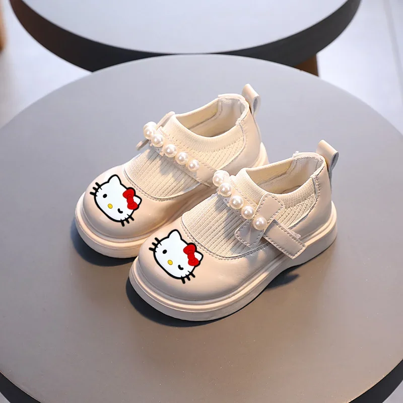 Sanrio hello kitty girls leather shoes autumn new children\'s soft bottom princess casual shoes baby flying shoes