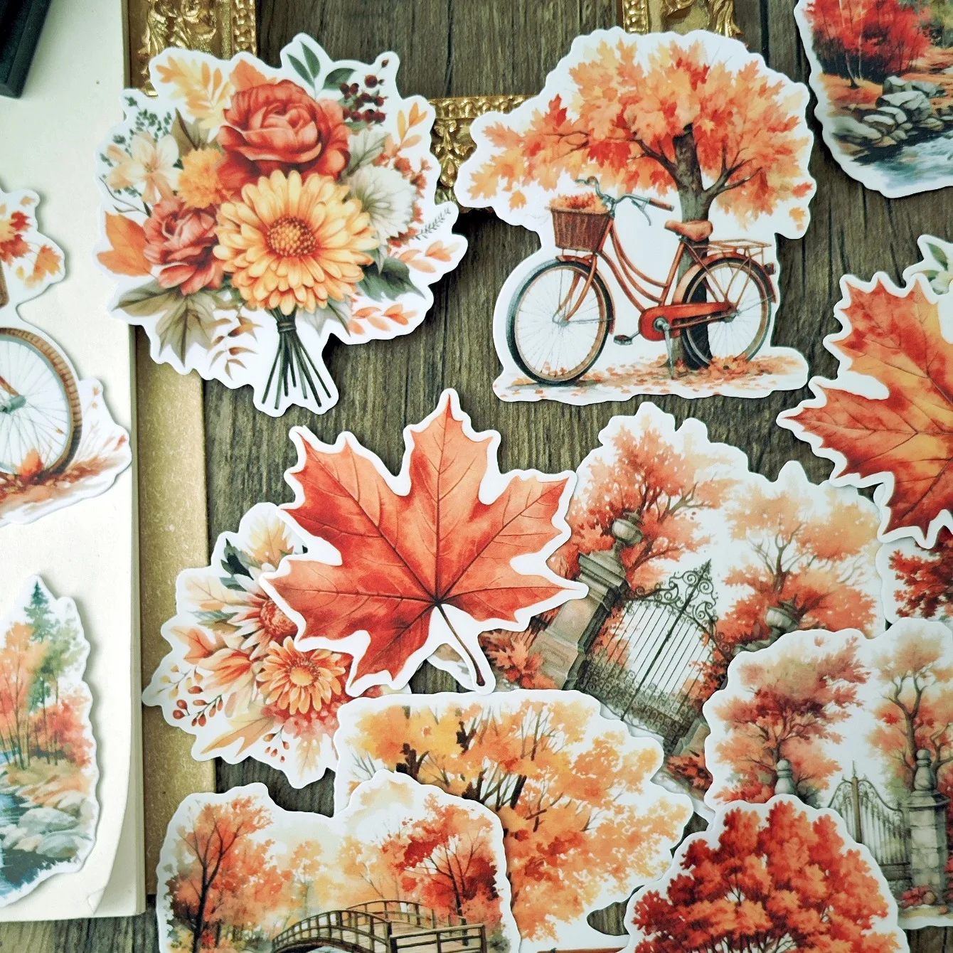 1 set  Autumn scenery Stickers Decorative Labels Scrapbooking Collage Material Journal Supplies  journaling stationery supplies