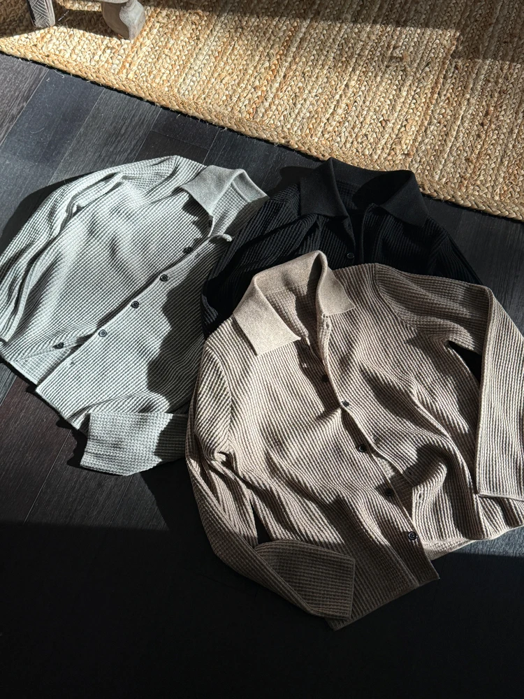 

Cleanfit Knitted Cardigan Men's Autumn Winter Lazy Aosphere Vintage Sweater Jaet High-End Feelings Button up Long Sve