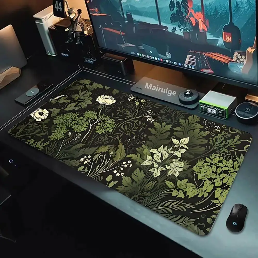 

Green and flower Mouse Pad Gamer Office Accessories Pc Cabinet Games Desk Mat Computer Desks Keyboard Gaming Mats