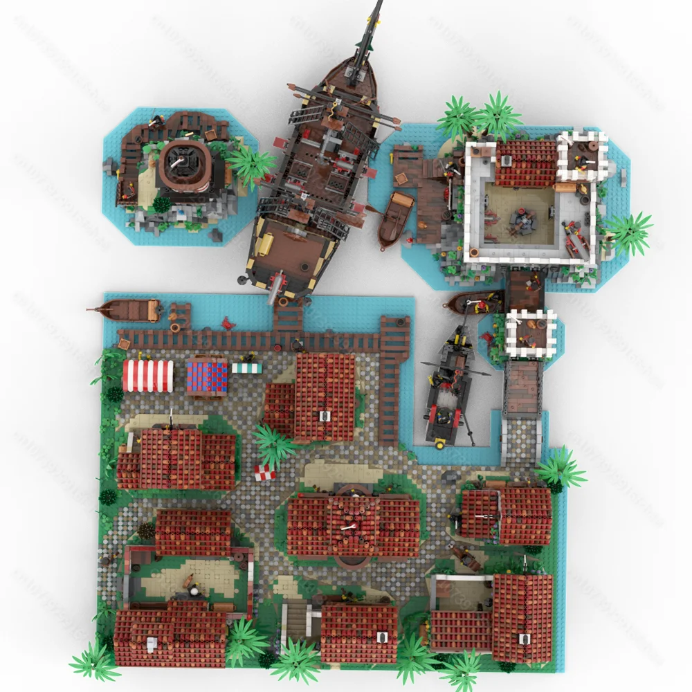 New medieval Pirate Series MOC Ultimate Pirates Harbor Pirates Town DIY creative ideas children Toys Gift building blocks