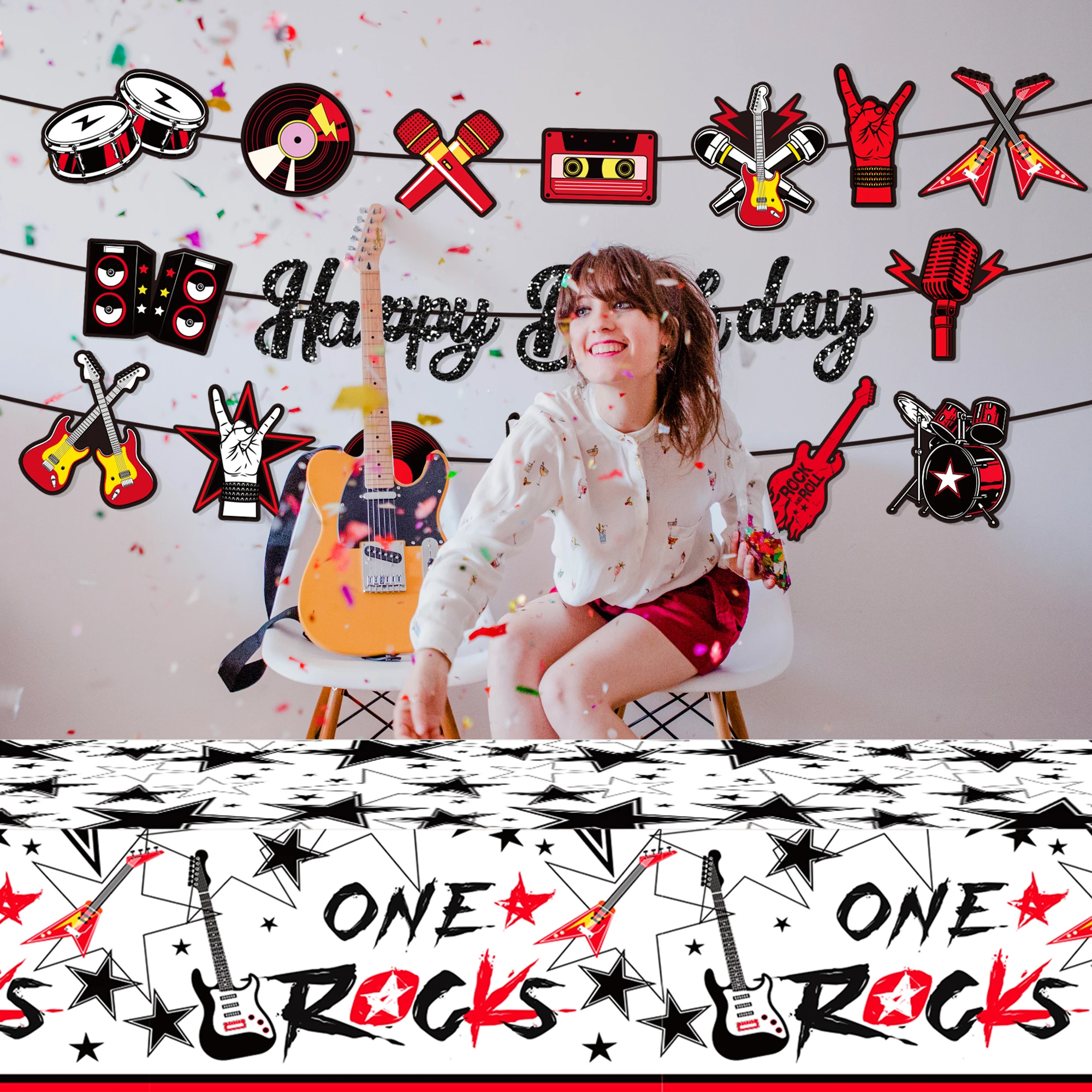 

220x130 см Crazy Rock одноразовая полиэтиленовая крышка для стола украшение на день рождения пластиковая скатерть товары для вечеринок