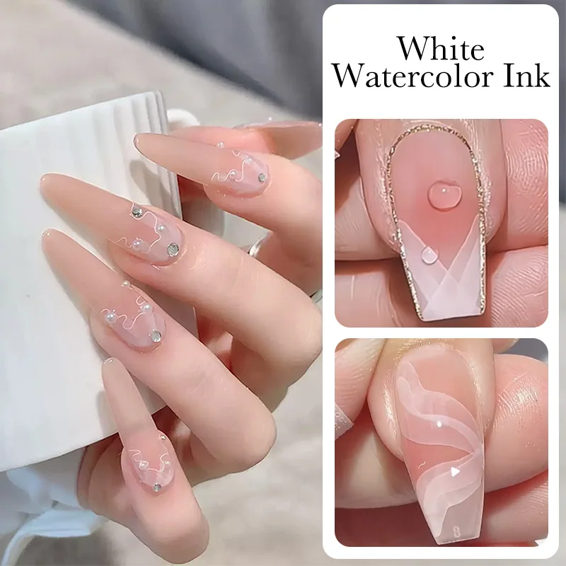 BORN PRETTY 15ml White Watercolor Nail Gel Polish Functional Gel DIY Manicure Marble Gradient Nail Art Decoration Paint for Nail