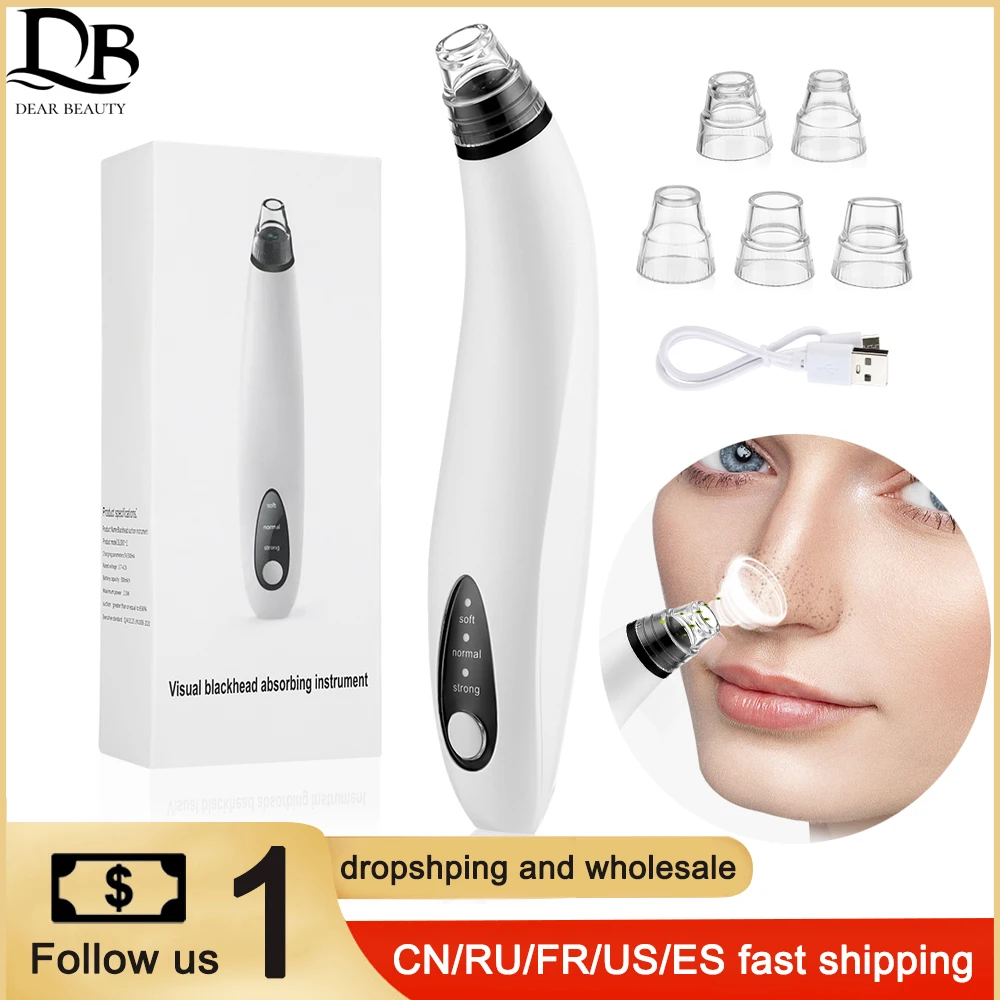 Visual Facial Blackhead Remover Electric Deep Pore Acne Pimple Removal Vacuum Suction Diamond T Zone Beauty Tool Face Household