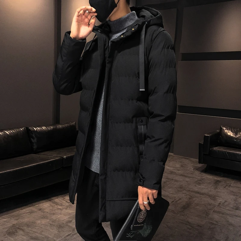 Men 2022 Autumn Winter New Plus Long Warm Thick Hood Parkas Jacket Coat Men Outwear Outfits Classic Windproof Pocket Parka Male