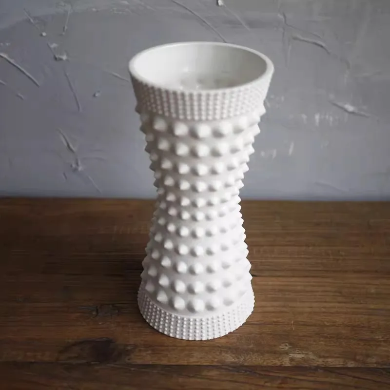 Designer Style Punk Rivet Plain White Vase/Home Decoration