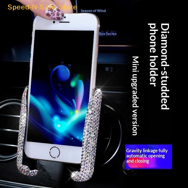 Crystal Car Phone Holder for Air Vent Mount Universal Bling Bling Mobile Stand for Girls Fashion Car Accessories for Women