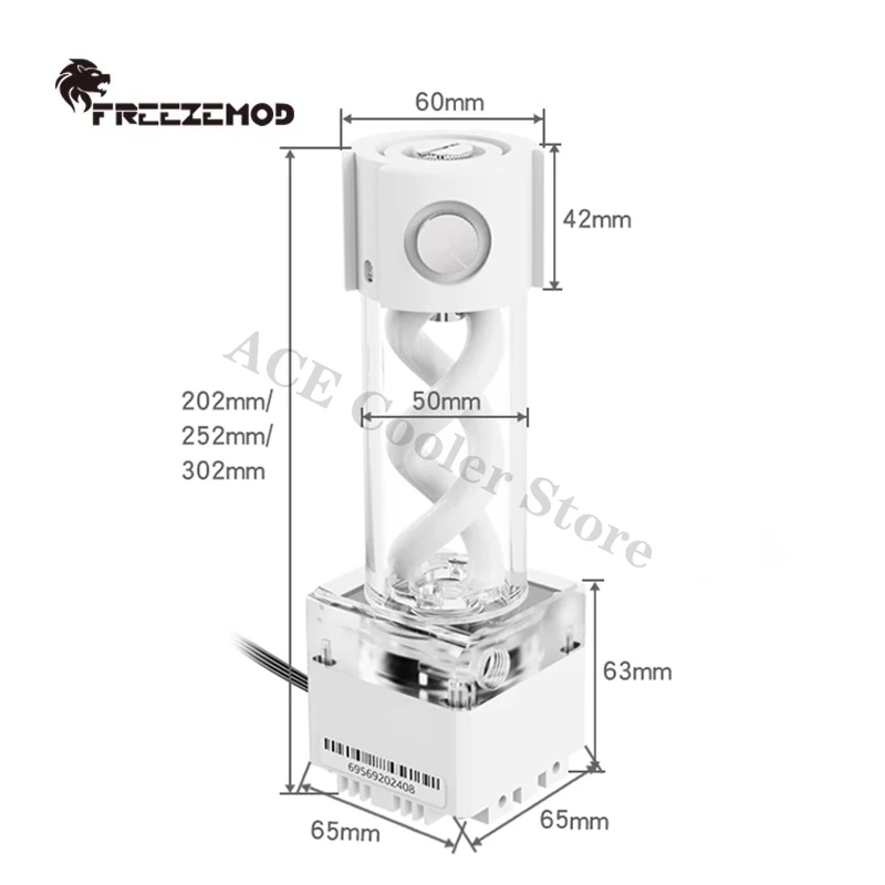 PC Water Cooling AIO DDC Pump+Reservoir Res Combo,Water Tank PWM Lift 3.5M,Flow 650L/H 200/250/300MM Black White Silver