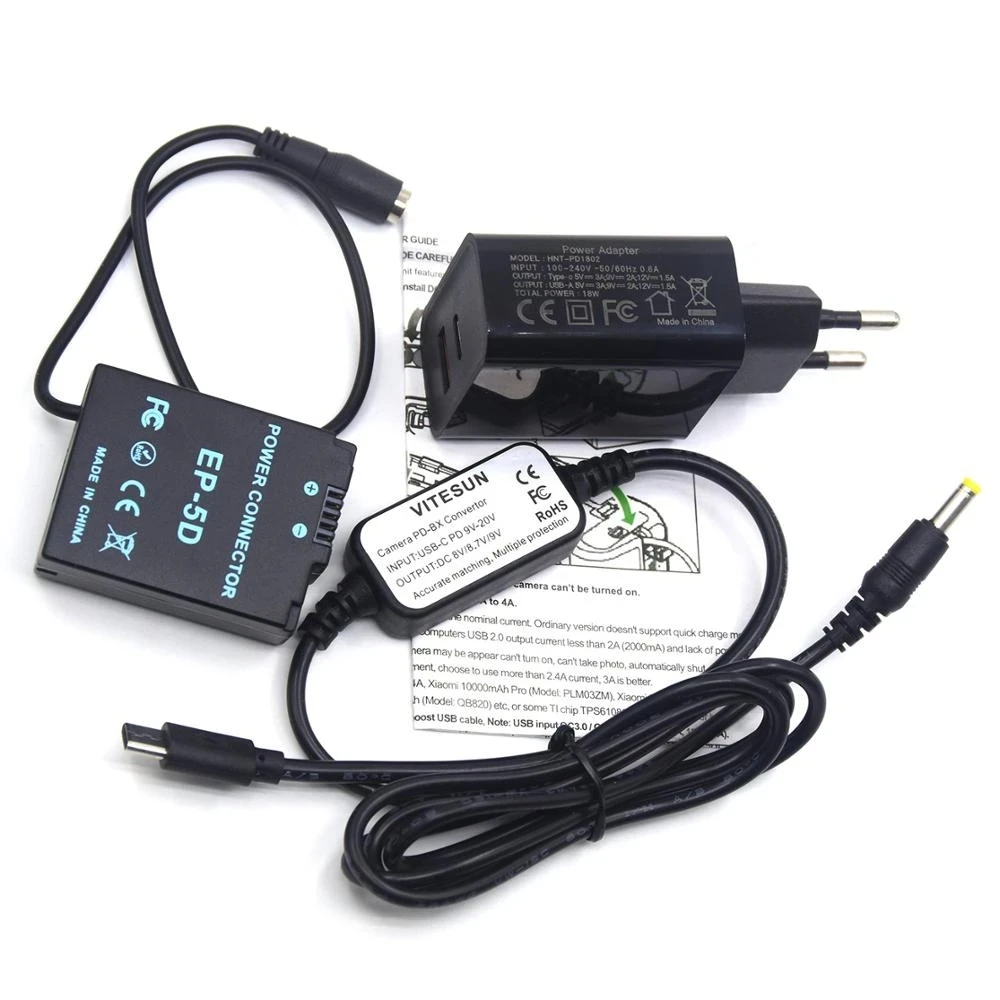 EP-5D EP5D DC Coupler ENEL21 EN-EL21 Fake Battery+USB C Power Cable+PD Charger Adapter For Nikon 1 V2 1V2 Cameras