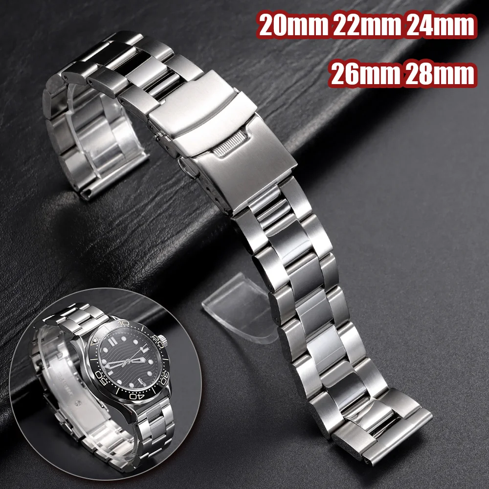 Edelstahl-Uhrenarmband, 20 mm, 22 mm, 24 mm, 26 mm, 28 mm, Damen- und Herren-Armband aus massivem Metall, Ersatzarmband-Zubehör