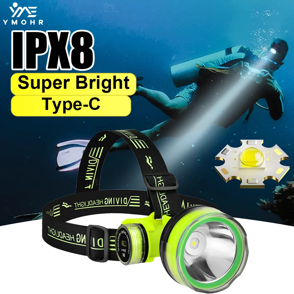 

IP68 Водонепроницаемый фонарик для дайвинга, USB перезаряжаемый подводный фонарик для ночного дайвинга, пещеры, фридайвинга, Рождественский подарок