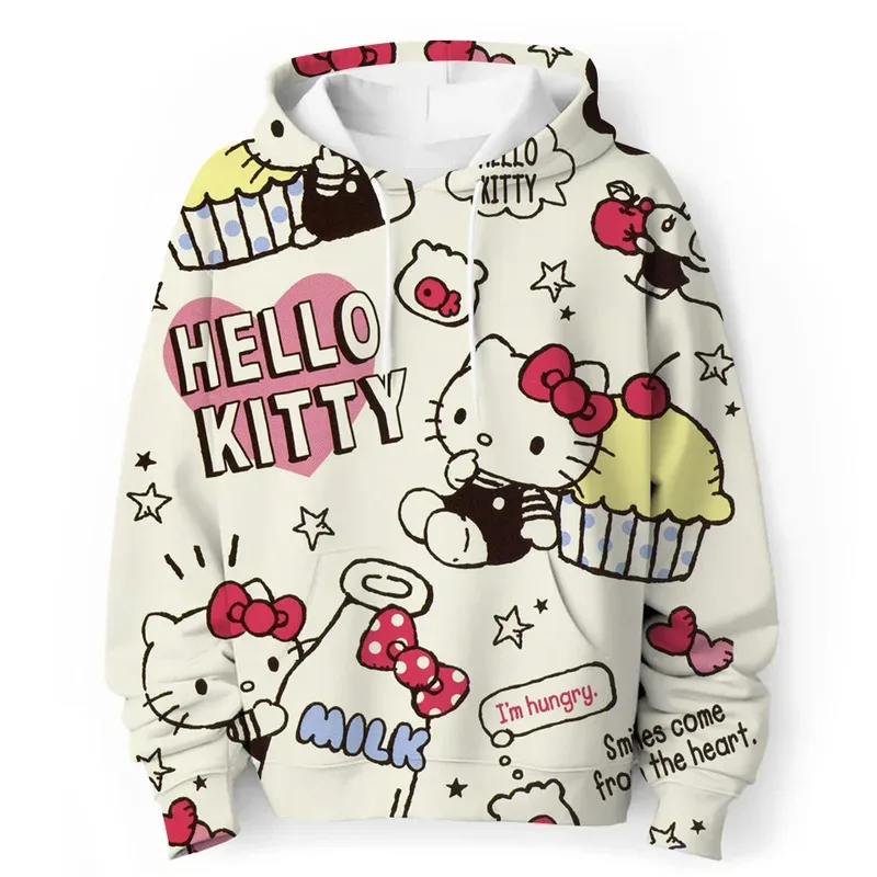 Hello Kitty Kuromi 3D Printed Children's Hoodie Sweatshirt Daily Outdoor Casual Children's Pullover